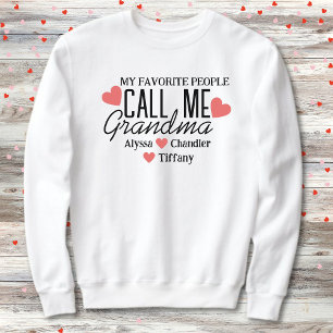 Grandma With Red Hearts & Grandkids Names Sweatshirt