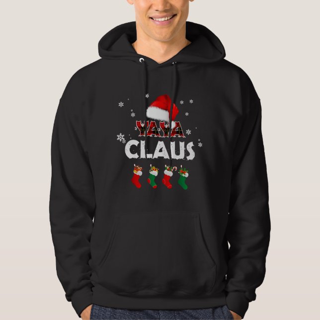 Grandma Yaya Claus Santa Hat Funny Christmas Pajam Hoodie (Front)