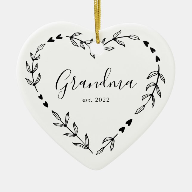 Grandma Year Est Christmas Ceramic Tree Decoration (Front)