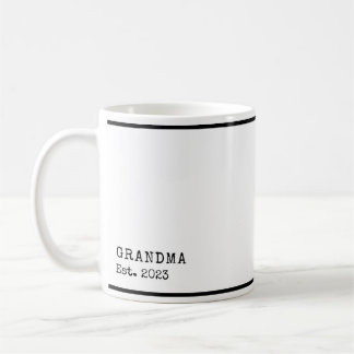 Grandma Year Est Simple Black and White Typewriter Coffee Mug