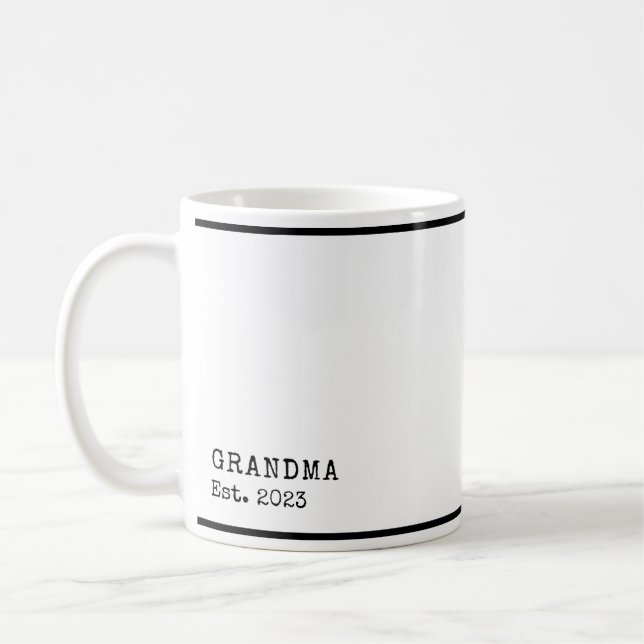 Grandma Year Est Simple Black and White Typewriter Coffee Mug (Left)