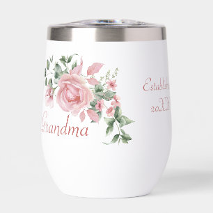 Grandma Year Established Custom Pink Roses
