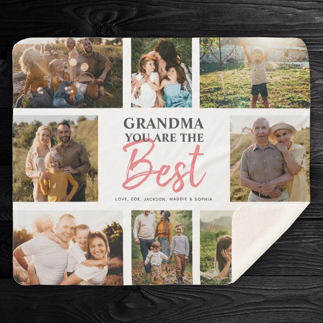 Grandma You are the Best Modern Photo Collage Sherpa Blanket (Creator Uploaded)