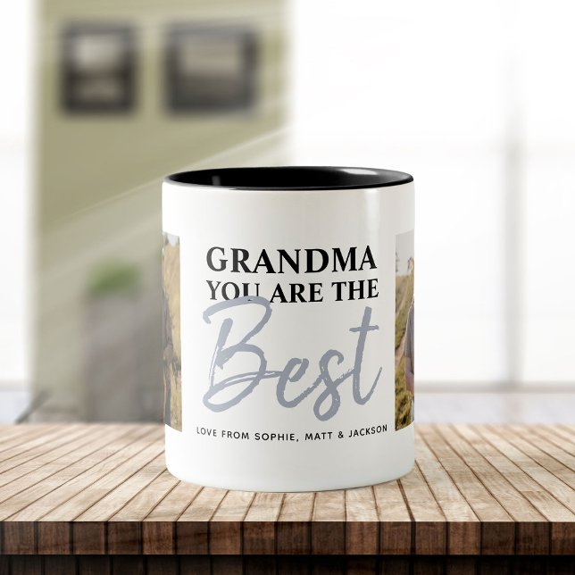 Grandma You are the Best Modern Photo Collage Two-Tone Coffee Mug (Creator Uploaded)