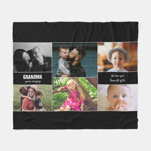 Grandma You're Amazing Photo Collage Personalised Fleece Blanket (Front (Horizontal))