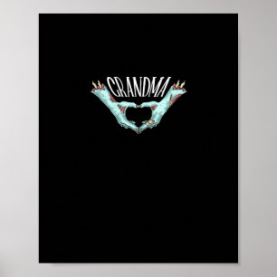 Grandma Zombie Hand Heart Halloween Costume Family Poster