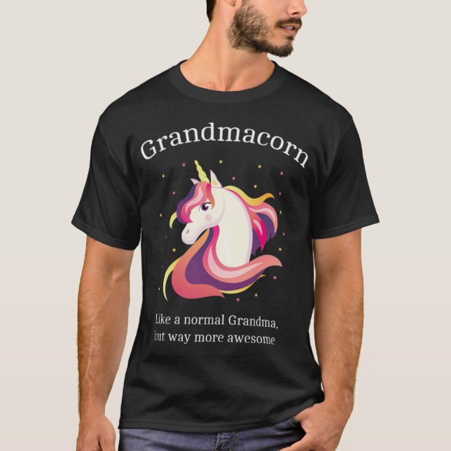 Grandmacorn Awesome Grandma Unicorn horseshoe amad T-Shirt (Front)