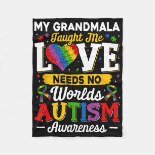 Grandmala Taught Me Love Needs No Words Funny Auti Fleece Blanket