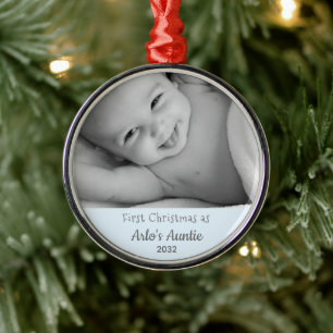 Grandma's 1st Christmas Personalised Name Photo Metal Tree Decoration
