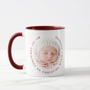 Grandma's 1st Christmas Red Typography Baby Photo Mug