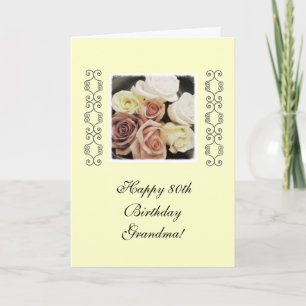 Grandma's 80th birthday roses pastel card