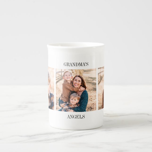Grandma's Angels Multi-Photo Collage Bone China Mug (Front)