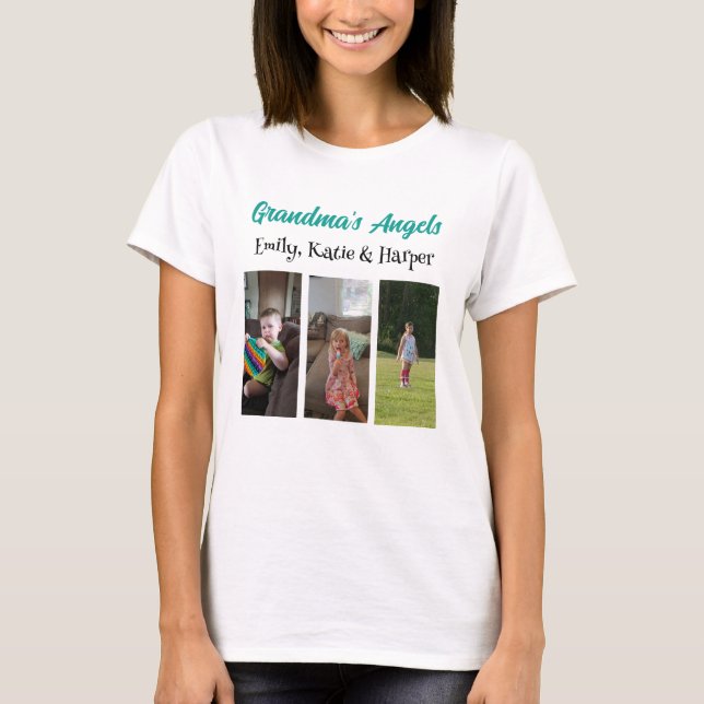 Grandma's Angels | Personalised Photo and Names T-Shirt (Front)