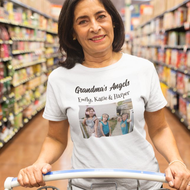 Grandma's Angels | Personalised Photo and Names T-Shirt (Creator Uploaded)