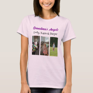 Grandma's Angels   Personalised Photo and Names T-Shirt