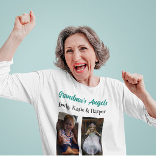 Grandma's Angels   Personalized Photo and Names T-Shirt
