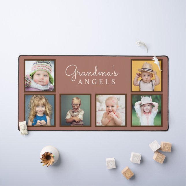 Grandma's Angels Six Photos of Grandchildren Desk Mat (Kids Table)