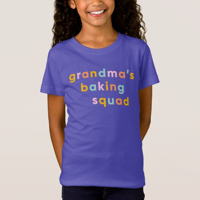 Grandma's Baking Squad Colourful Typography T-Shirt (Front)