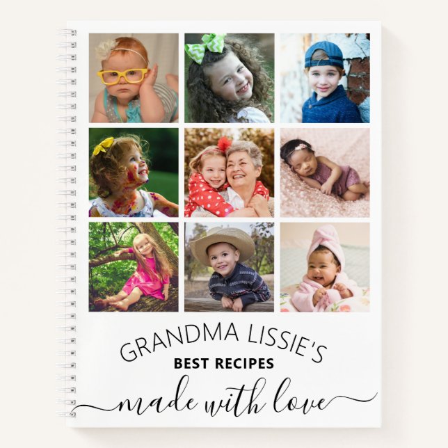 Grandma's Best Recipes Cookbook 10 Photo Collage Notebook (Front)