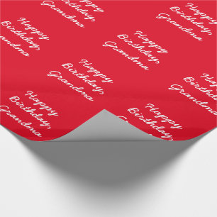Grandma's Birthday, white on red gift wrap. Wrapping Paper