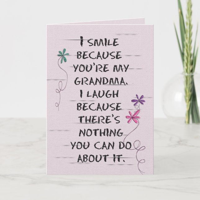 Grandma's Birthday with glitter flowers Card (Front)