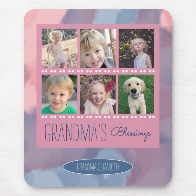 Grandma's Blessings | Photo Collage Pink Mouse Mat (Front)