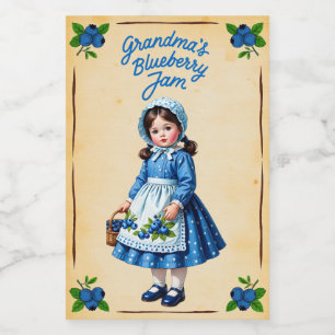 Grandma's Blueberry Jam Vintage Food Label