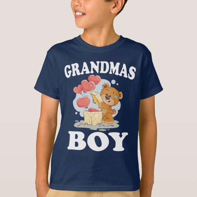 Grandmas Boy Love Grandson Gift T-Shirt (Front)