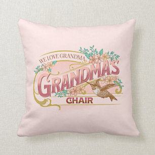 Grandma's Chair, We Love Grandma with Bird Pink Cushion