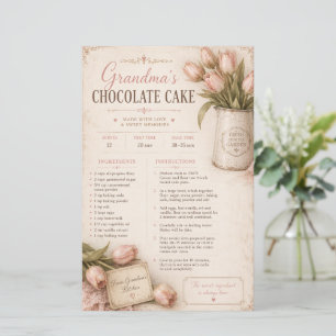 Grandma's Chocolate Cake Recipe, Pink Tulips Retro