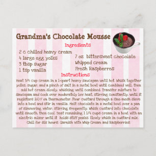 Grandma's Chocolate Mousse Recipe Card