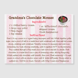 Grandma's Chocolate Mousse Recipe Magnetic Card