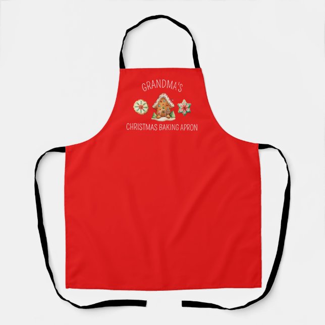 Grandma's Christmas Baking, Cookies, Red Holiday Apron (Front)