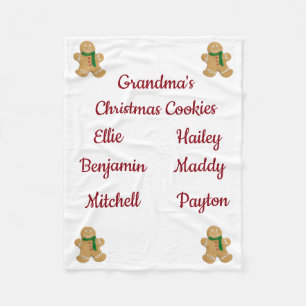 Grandma's Christmas Cookies (customise names) Fleece Blanket