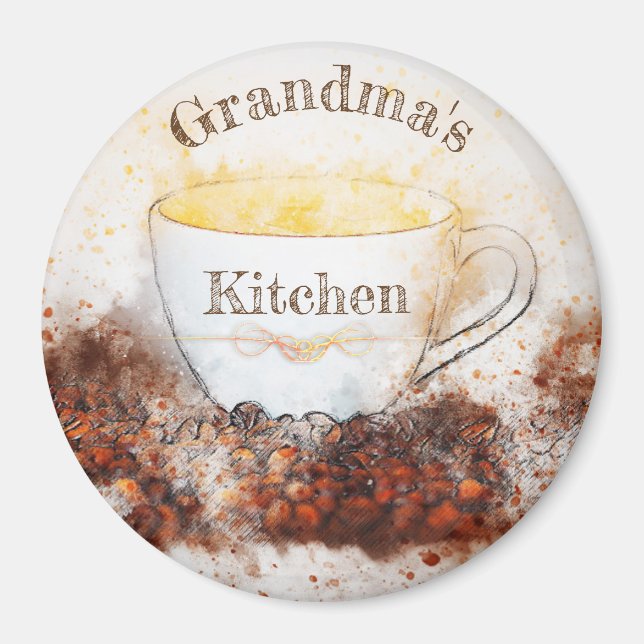Grandma's Cosy kitchen coffee cup coffee beans Magnet (Front)