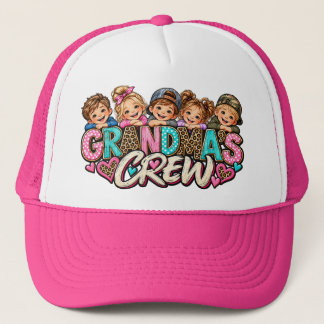 Grandma's Crew Kids Family Grandkids Trucker Hat