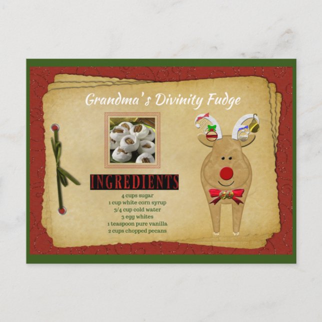 Grandma's Divinity Fudge RECIPE CARD (Front)