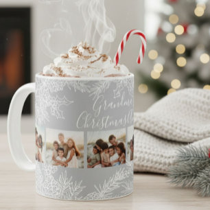 Grandma's Elegant Custom Christmas Photo Collage Coffee Mug