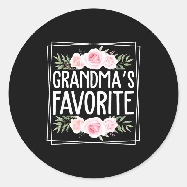 Grandma's Favorite Grandparent Granhild Humor Flor Classic Round Sticker (Front)