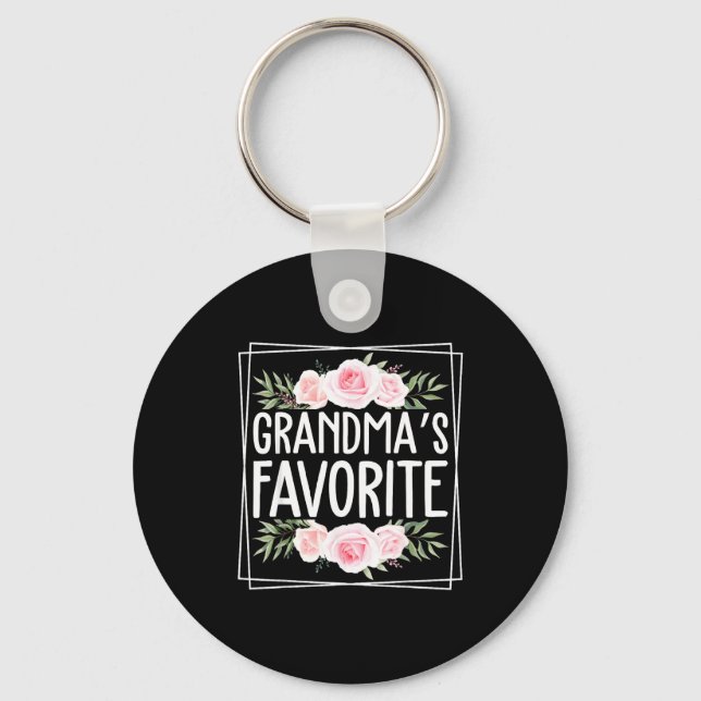 Grandma's Favorite Grandparent Granhild Humor Flor Key Ring (Front)