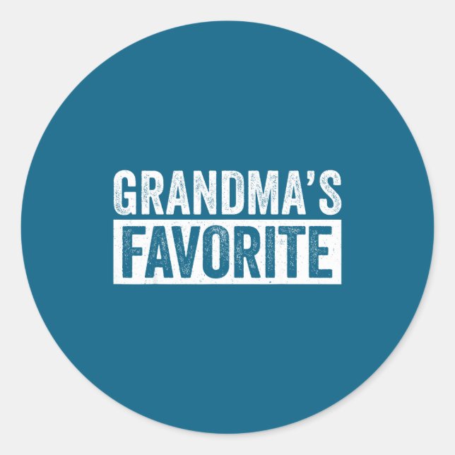 Grandmas Favorite Grandson Funny Granhild Granddau Classic Round Sticker (Front)