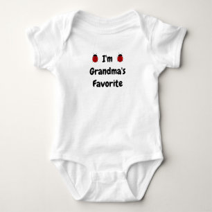 Grandma's Favourite Black Text with Two Lady Bugs Baby Bodysuit