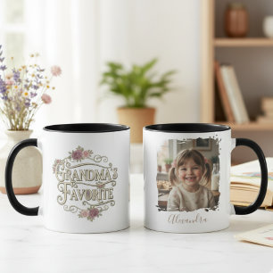 Grandma's Favourite Floral Typography Photo Mug