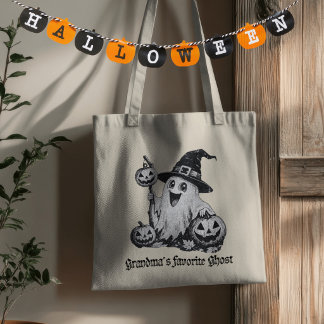 Grandma's Favourite Ghost Vintage Halloween Tote Bag
