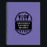 Grandma's Favourite Recipes Baking Cooking Recipe Notebook<br><div class="desc">Grandma's Favourite Recipes. An elegant recipe notebook for a grandmother to fill in and give to their granddaughter or grandson. Complete the notebook with your family favourite recipes for her or him to treasure as a keepsake. The text of the cooking design is customisable and can be personalised with your...</div>