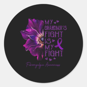 Grandmas Fight Is My Fight Anemone Fibromyalgia Aw Classic Round Sticker