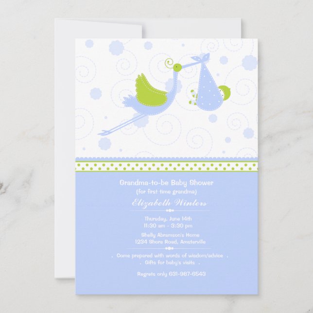 Grandma's First (Blue) Baby Shower Invitation (Front)