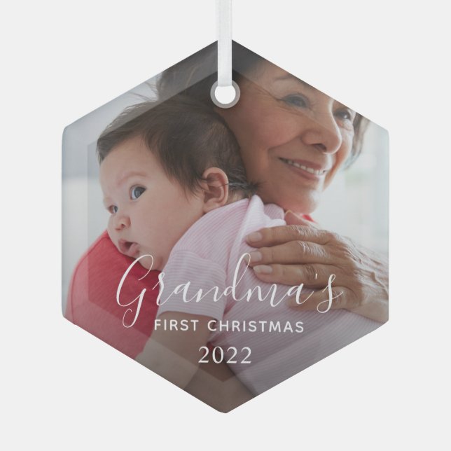 Grandma's First Christmas Glass Tree Decoration (Front)