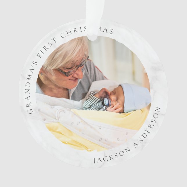 Grandma's First Christmas Photo Keepsake Ornament (Front)