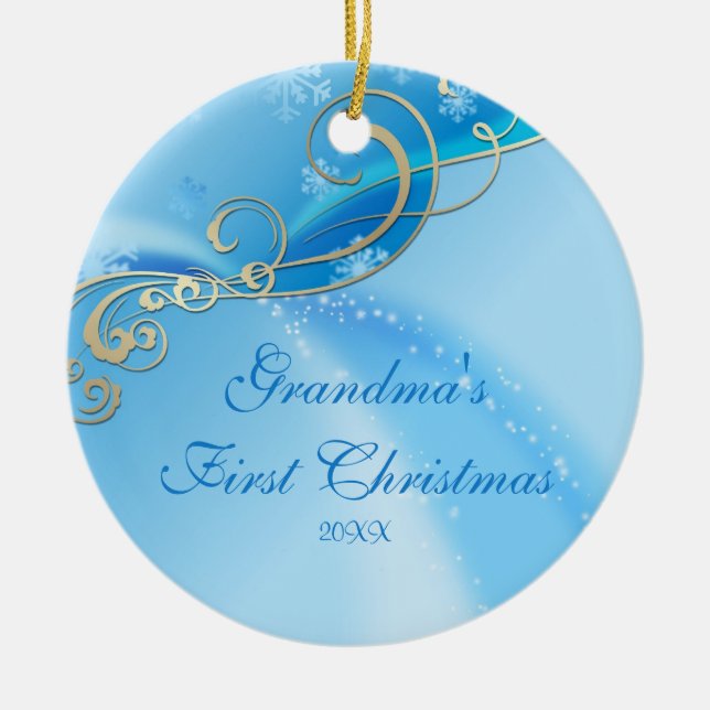 Grandma's First Christmas  Snowflake Ornament (Front)